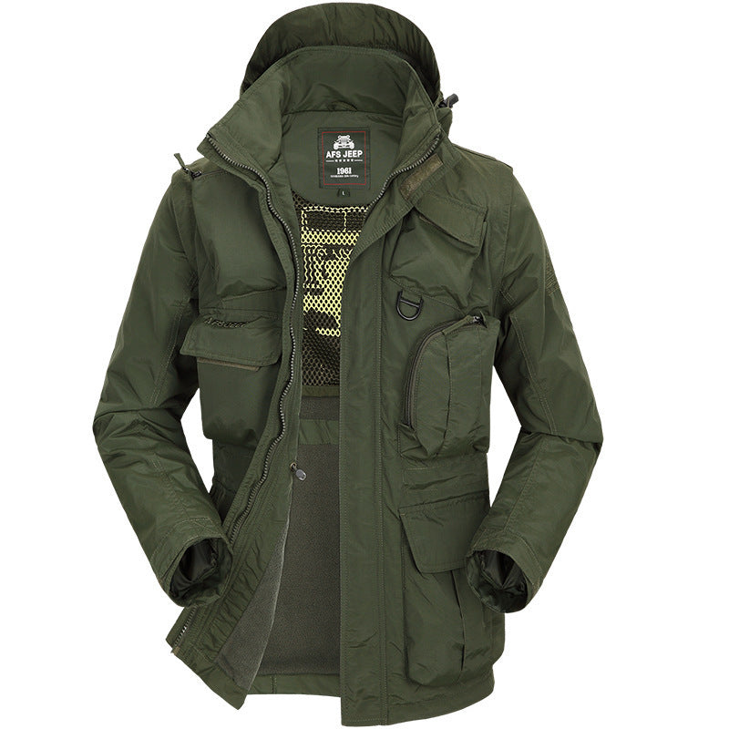 Herren Outdoor-Jacke Wasserdicht Mit Abnehmbarer Füllung