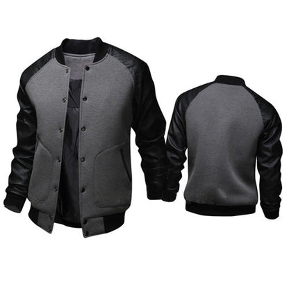 Herren Bomberjacke Leder Ärmel Modern Schnell Verschlossen