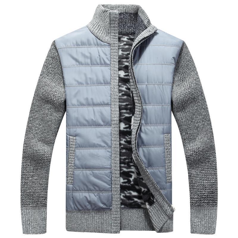 Herren Steppjacke Modern Strick Ärmel Warm