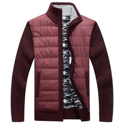 Herren Steppjacke Modern Strick Ärmel Warm