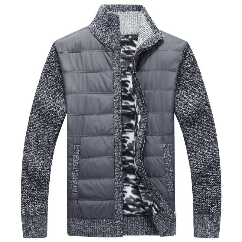 Herren Steppjacke Modern Strick Ärmel Warm
