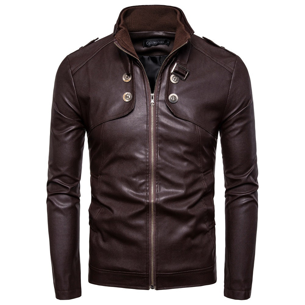 Lederjacke Herren Modern Asymmetrisch Reißverschluss