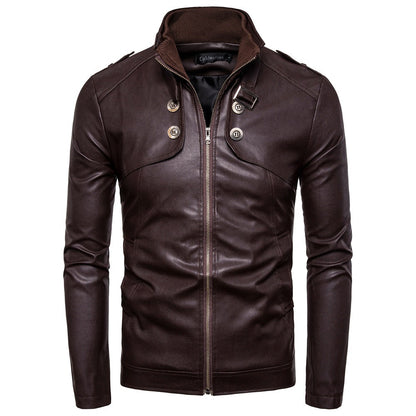Lederjacke Herren Modern Asymmetrisch Reißverschluss