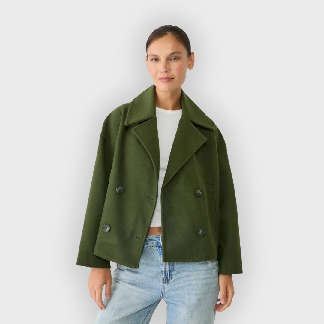 Doppelreihige Lederjacke Modern Damen