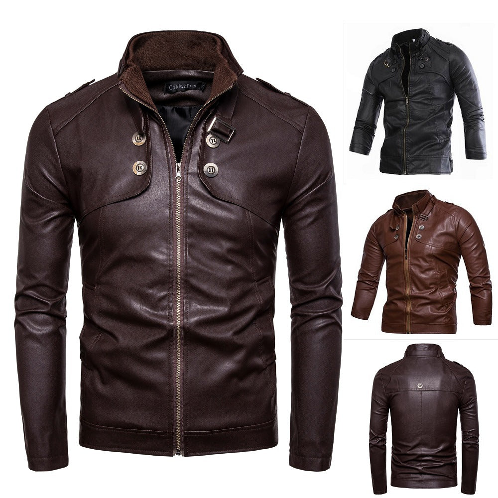 Lederjacke Herren Modern Asymmetrisch Reißverschluss - BerlinGlamour