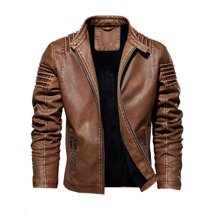 Lederjacke Herren Mit Strukturierten Schultern Elegant Schwarz