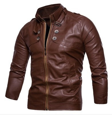 Lederjacke Herren Modern Asymmetrisch Reißverschluss