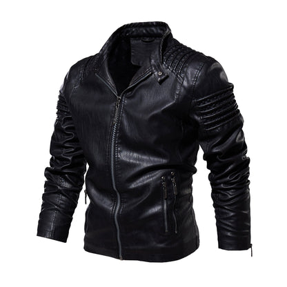 Lederjacke Herren Mit Strukturierten Schultern Elegant Schwarz