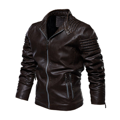 Lederjacke Herren Mit Strukturierten Schultern Elegant Schwarz