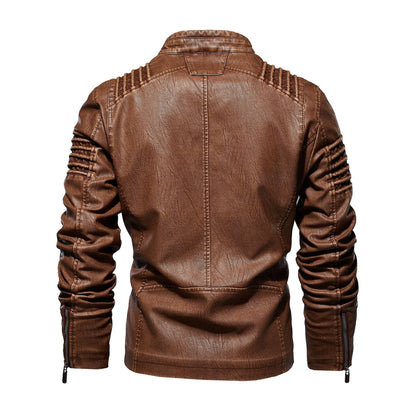 Lederjacke Herren Mit Strukturierten Schultern Elegant Schwarz