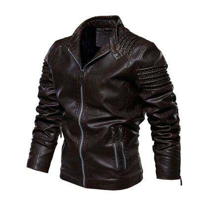 Lederjacke Herren Mit Strukturierten Schultern Elegant Schwarz