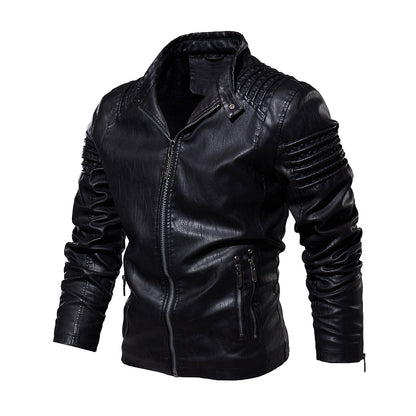 Lederjacke Herren Mit Strukturierten Schultern Elegant Schwarz