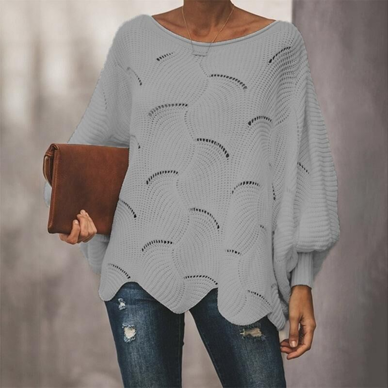 Damen Strickpullover Elegante Langarm