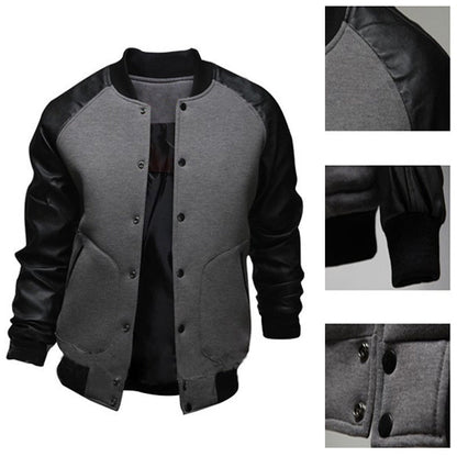 Herren Lederjacke Sportlich Mit Lederbesatz Modern