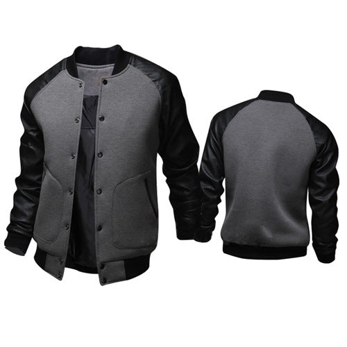 Herren Lederjacke Sportlich Mit Lederbesatz Modern