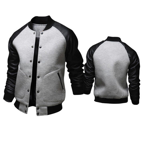 Herren Lederjacke Sportlich Mit Lederbesatz Modern