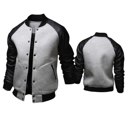 Herren Lederjacke Sportlich Mit Lederbesatz Modern