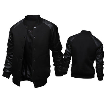 Herren Lederjacke Sportlich Mit Lederbesatz Modern