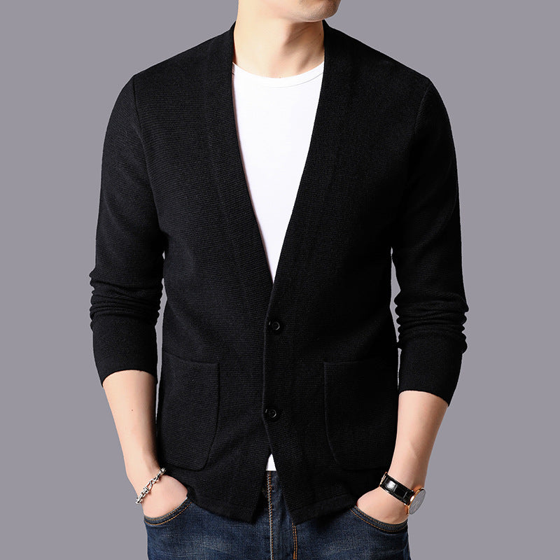 Herren Strickjacke Modern mit Taschen V-Ausschnitt Elegante