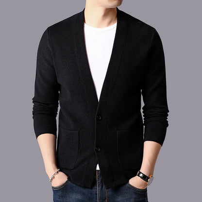 Herren Strickjacke Modern mit Taschen V-Ausschnitt Elegante