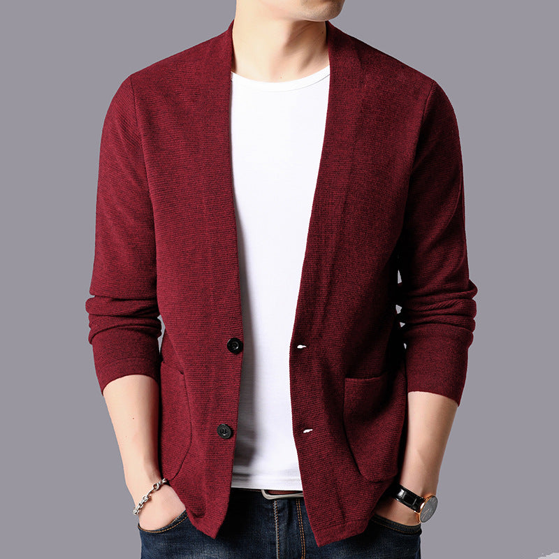 Herren Strickjacke Modern mit Taschen V-Ausschnitt Elegante