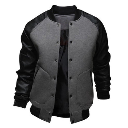 Herren Bomberjacke Leder Ärmel Modern Schnell Verschlossen