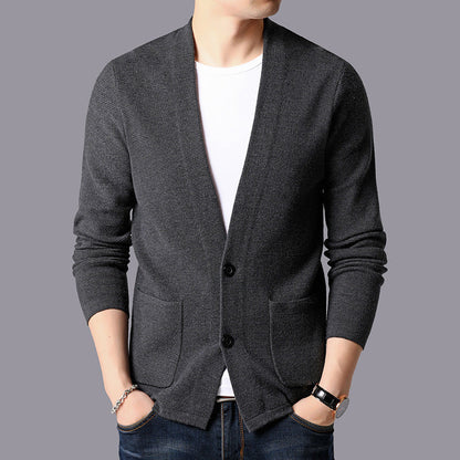Herren Strickjacke Modern mit Taschen V-Ausschnitt Elegante - BerlinGlamour