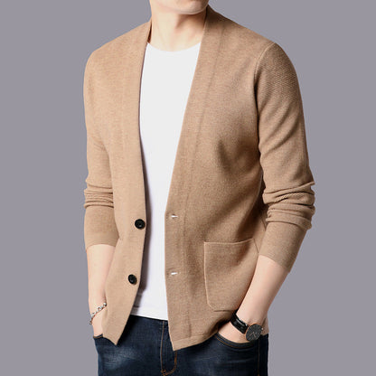 Herren Strickjacke Modern mit Taschen V-Ausschnitt Elegante