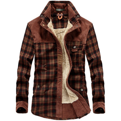 Herren Flanelljacke Warm Fleece Innenfutter Lässig