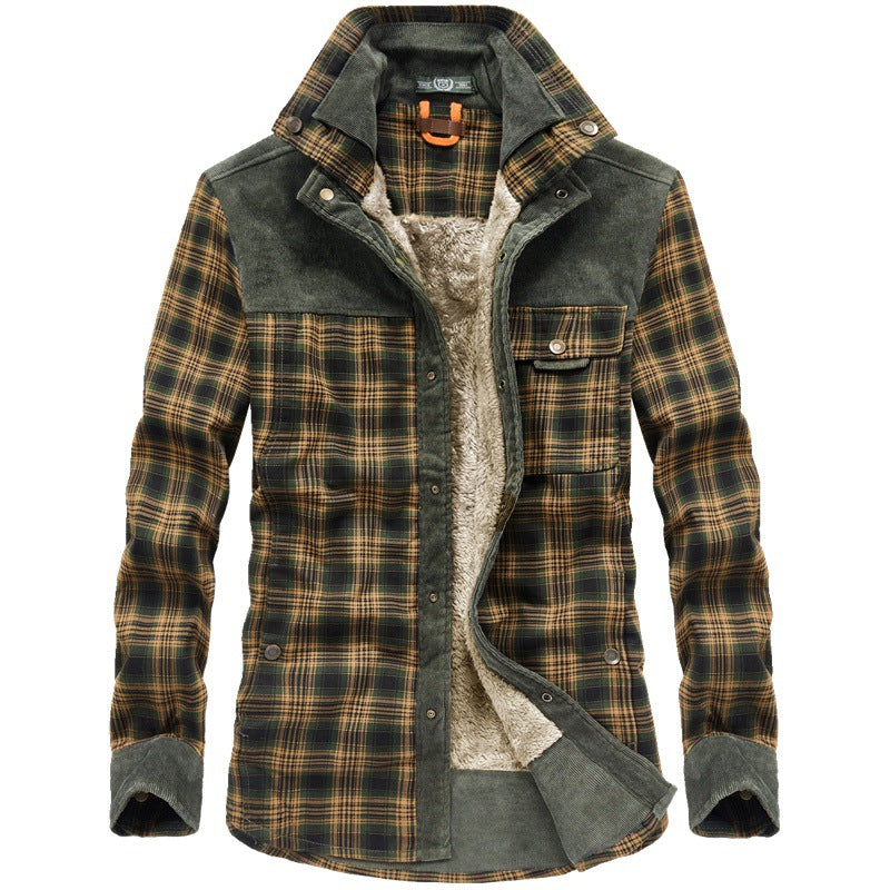 Herren Flanelljacke Warm Fleece Innenfutter Lässig