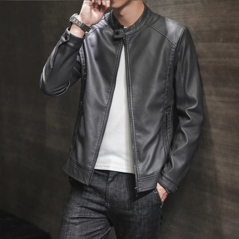 Herren Lederjacke Elegant Slim Fit Schlicht
