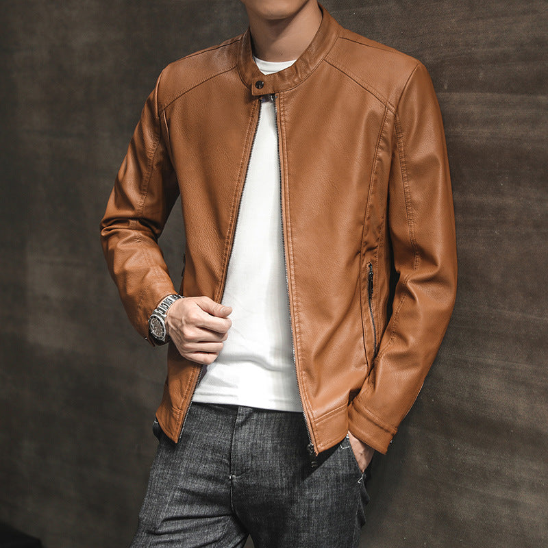 Herren Lederjacke Elegant Slim Fit Schlicht
