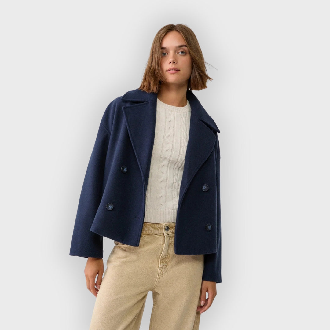 Doppelreihige Lederjacke Modern Damen