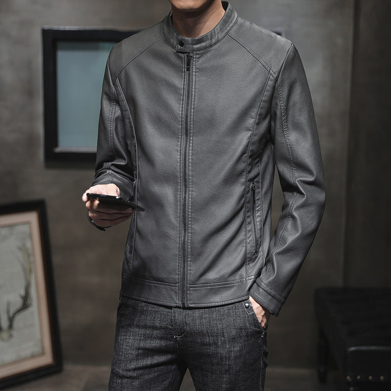 Herren Lederjacke Elegant Slim Fit Schlicht
