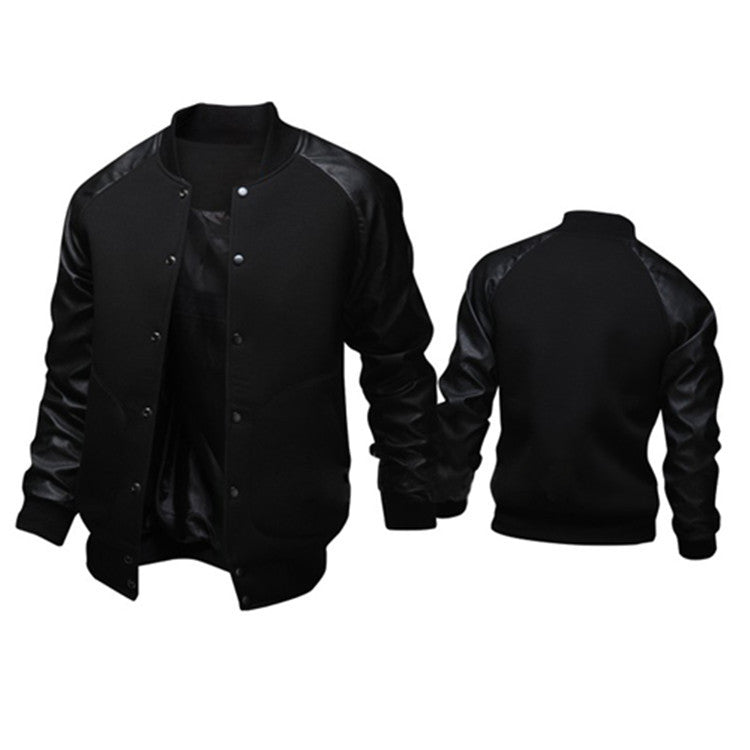 Herren Bomberjacke Leder Ärmel Modern Schnell Verschlossen