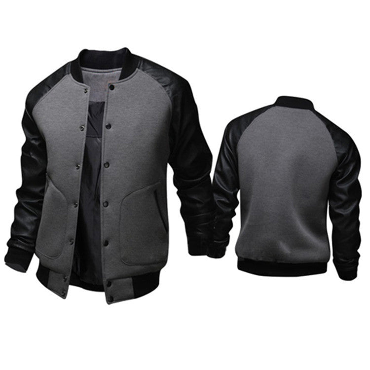 Herren Bomberjacke Leder Ärmel Modern Schnell Verschlossen - BerlinGlamour