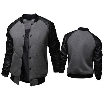 Herren Bomberjacke Leder Ärmel Modern Schnell Verschlossen - BerlinGlamour