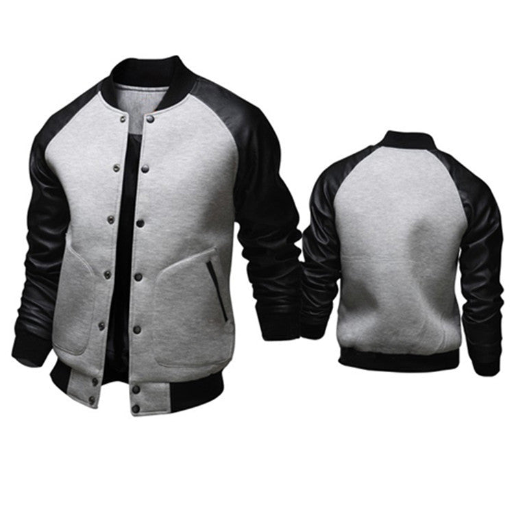 Herren Lederjacke Sportlich Mit Lederbesatz Modern
