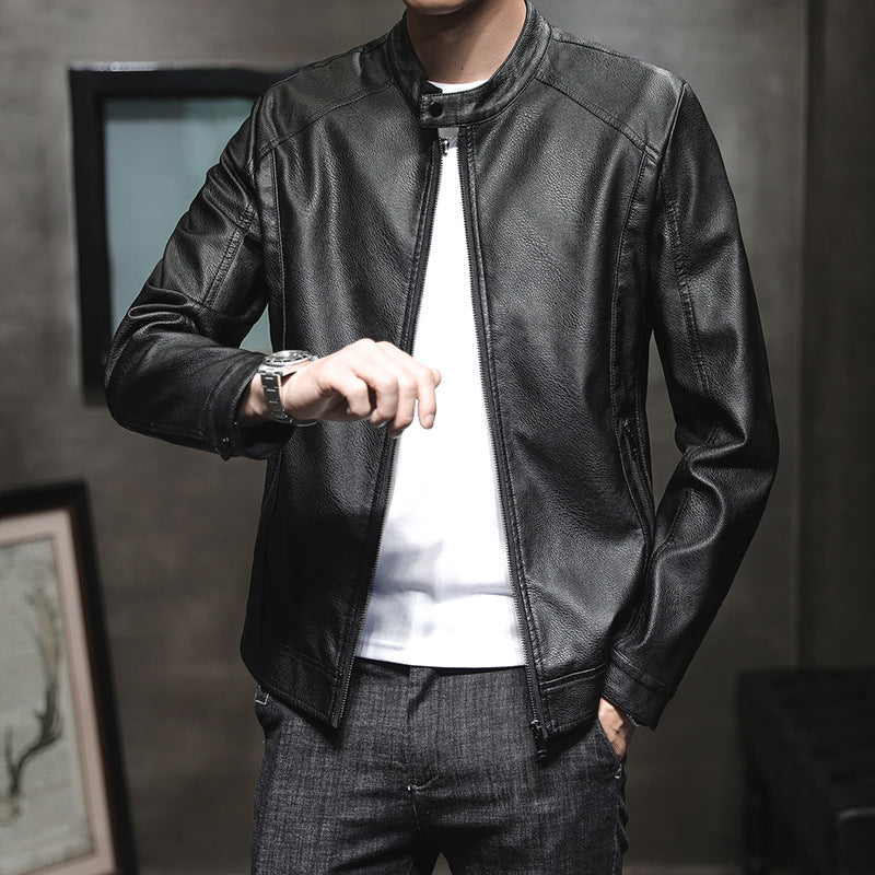 Herren Lederjacke Elegant Slim Fit Schlicht