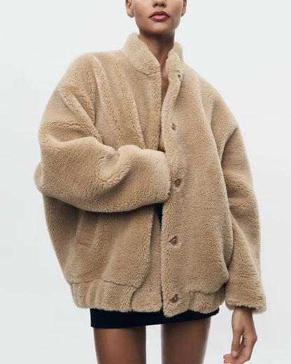 Teddyjacke Weich Damen Teddybär Winterjacket - BerlinGlamour