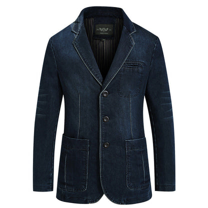 Moderner Denim Blazer Herren Jacke Slim Fit