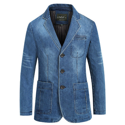 Moderner Denim Blazer Herren Jacke Slim Fit