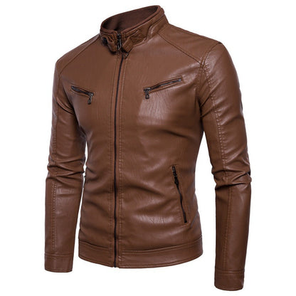 Herren elegante Kunstlederjacke mit modernen Reißverschlusstaschen BerlinGlamour - BerlinGlamour