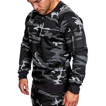 Herren Sweatshirt Sportlich Mit Reißverschlusstasche