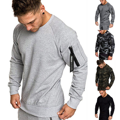 Herren Sweatshirt Sportlich Mit Reißverschlusstasche