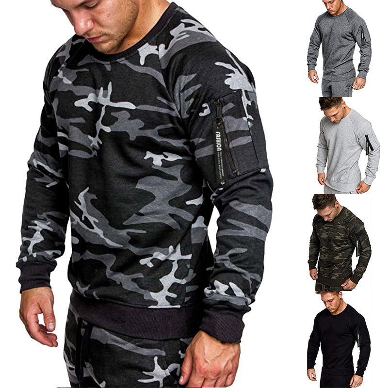 Herren Sweatshirt Sportlich Mit Reißverschlusstasche