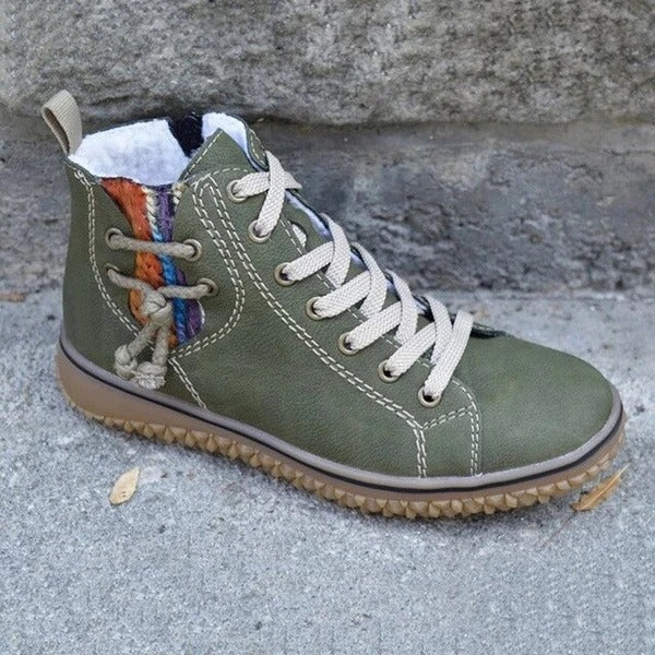 Damen Lederstiefel Winter Warm Klassisch
