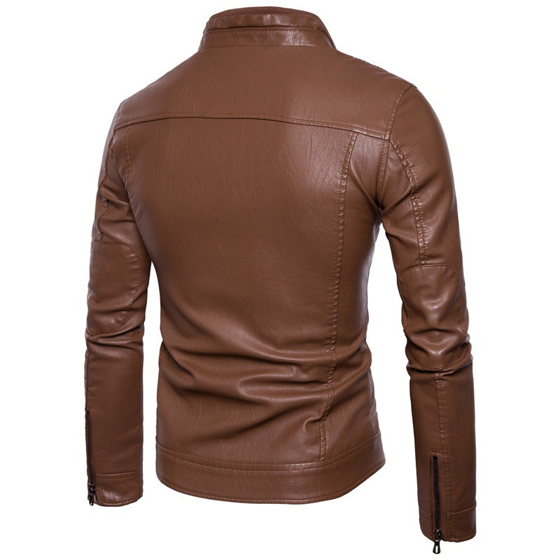 Herren elegante Kunstlederjacke mit modernen Reißverschlusstaschen BerlinGlamour