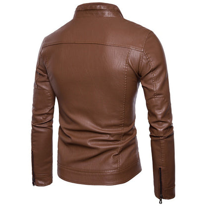 Herren elegante Kunstlederjacke mit modernen Reißverschlusstaschen BerlinGlamour