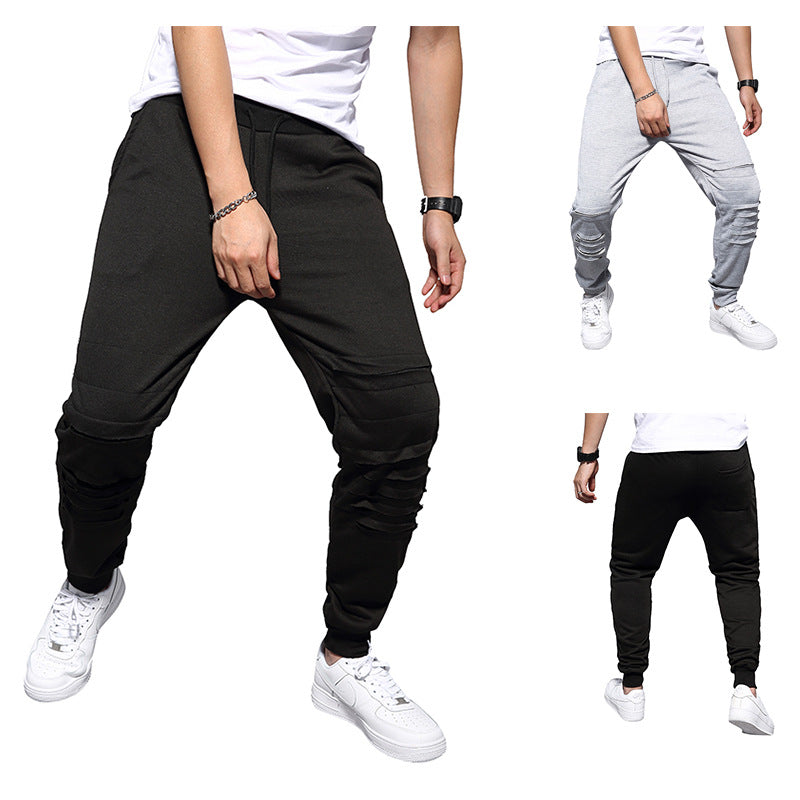 Herren Haremshose Sportlich Riss Detail Komfort Schnitt